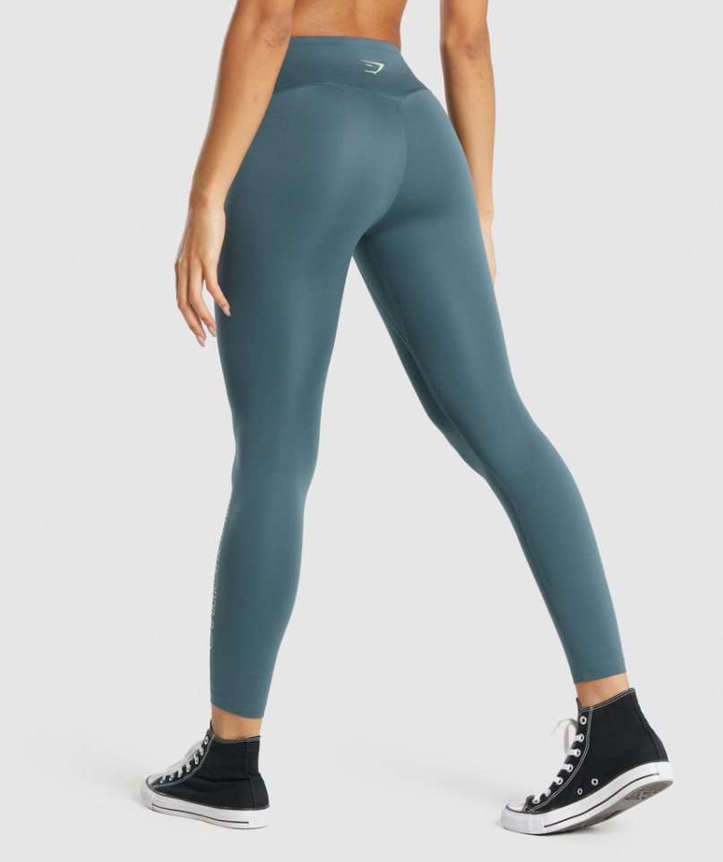 Legginsy Gymshark Treningowe Grafiką Damskie Granatowe | PL 843IST